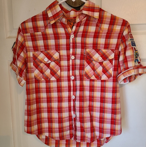 (1549) Swiss Cross Boys Casual Short Sleeve Shirt, Size: 14/16 Color: Red - Picture 2 of 10